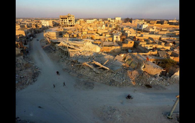 El poblado de Al Mansura ha sido escenario en los últimos días de bombardeos. AFP / Z. Al Rifai