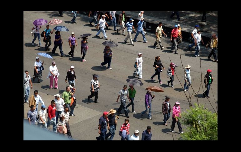 Manifestación de un grupo de barzonistas e integrantes de la CNTE, en la calle de Bucareli, en la ciudad de México. NTX  /