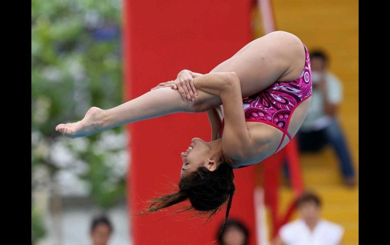 Paola Espinosa, durante la pasada serie FINA de clavados en Veracruz. MEXSPORT  /