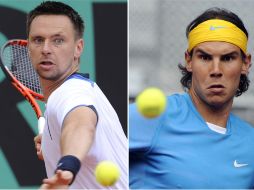 Robin Soderling (izq) y Rafael Nadal (der) protagonizan hoy la final del segundo Grand Slam de la temporada. AFP  /