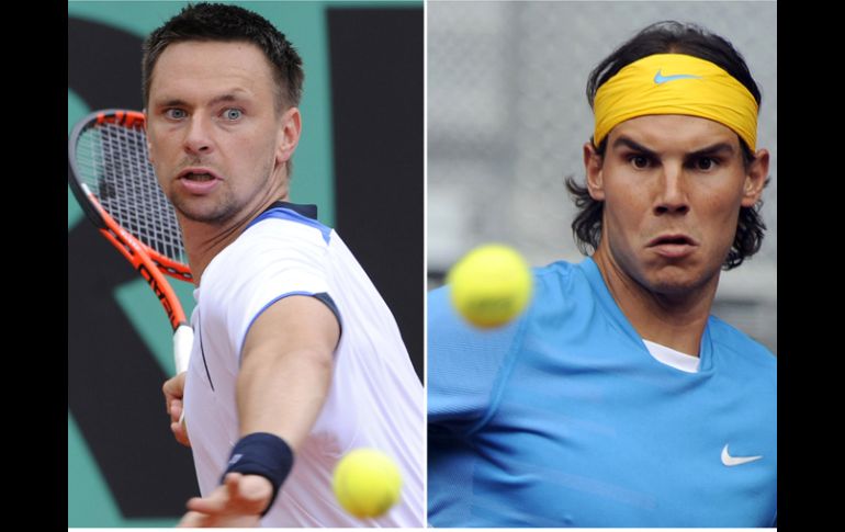 Robin Soderling (izq) y Rafael Nadal (der) protagonizan hoy la final del segundo Grand Slam de la temporada. AFP  /