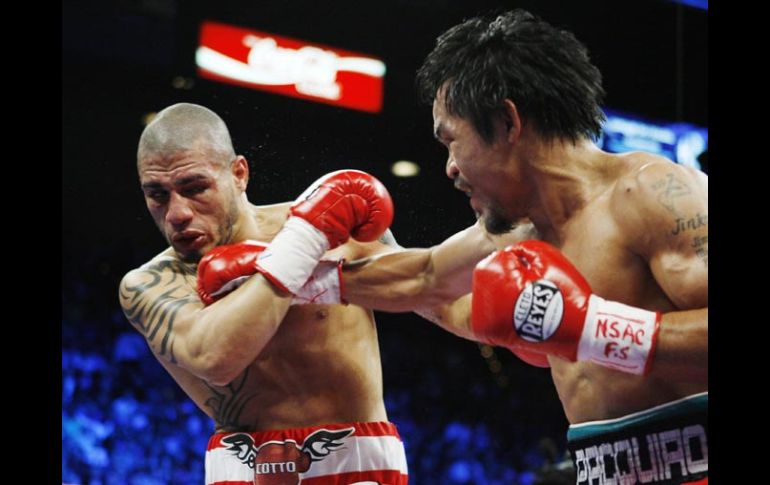 El puertorriqueño Miguel Cotto (izq.), campeón súper welter de la Asociación Mundial de Boxeo. ARCHIVO  /