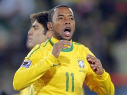 El jugador brasileño Robinho, durante el encuentro ante Corea del Norte. EFE  /