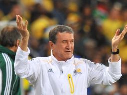 El seleccionador de Sudáfrica Carlos Alberto Parreira en el último partido de su equipo en el Mundial de Sudáfrica 2010. AFP  /