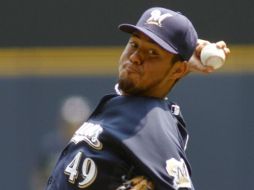 El lanzador mexicano Yovani Gallardo, de los Cerveceros de Milwaukee. AP  /