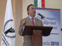 Fernando Gómez Mont durante el acto de presentación del Mecanismo Nacional de Prevención de la Tortura. NTX  /