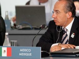 El Presidente Calderón en la inauguración de la sesión plenaria en la cumbre. AP  /