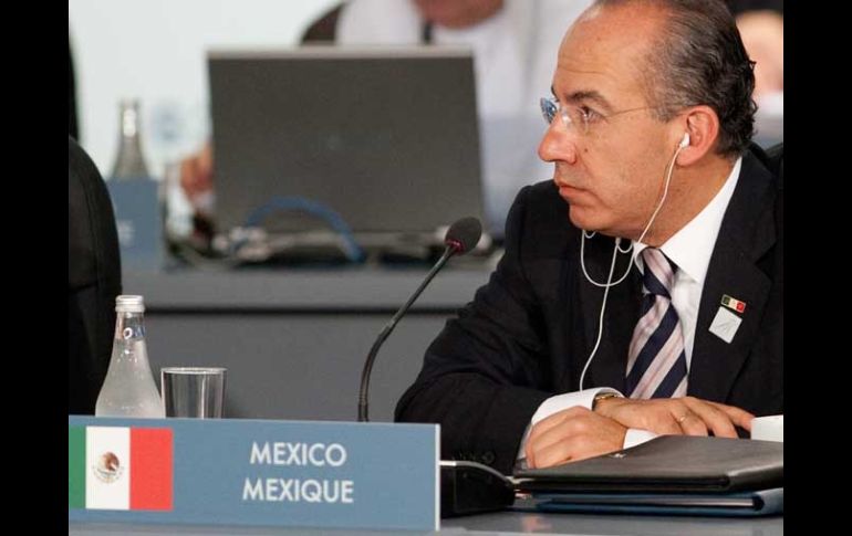 El Presidente Calderón en la inauguración de la sesión plenaria en la cumbre. AP  /