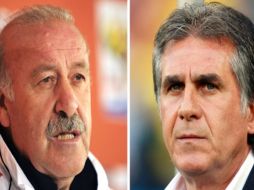 Los entrenadores Vicente del Bosque (izq.) y Carlos Queiroz. AFP  /