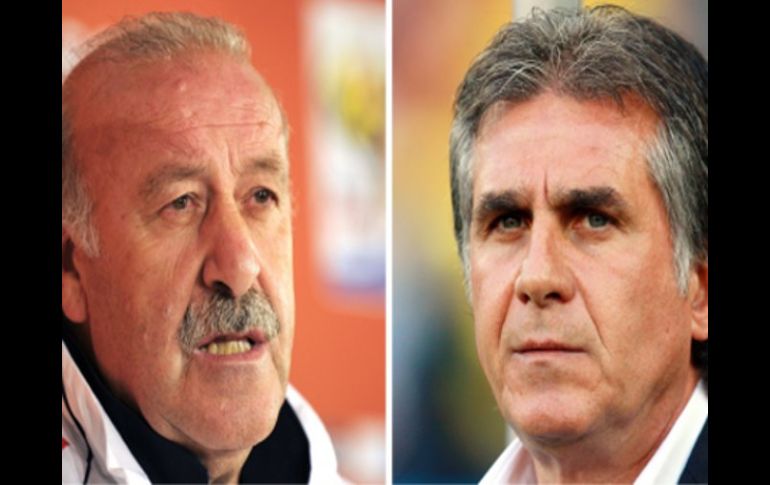 Los entrenadores Vicente del Bosque (izq.) y Carlos Queiroz. AFP  /