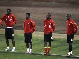 Los jugadores de la Selección de Ghana en preparación para atacar a Uruguay. AP  /