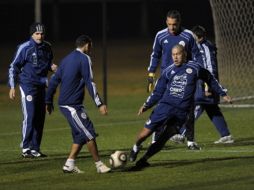 Jugadores de la Selección de Paraguay, durante su entrenamiento previo a su encuentro contra España.AFP  /