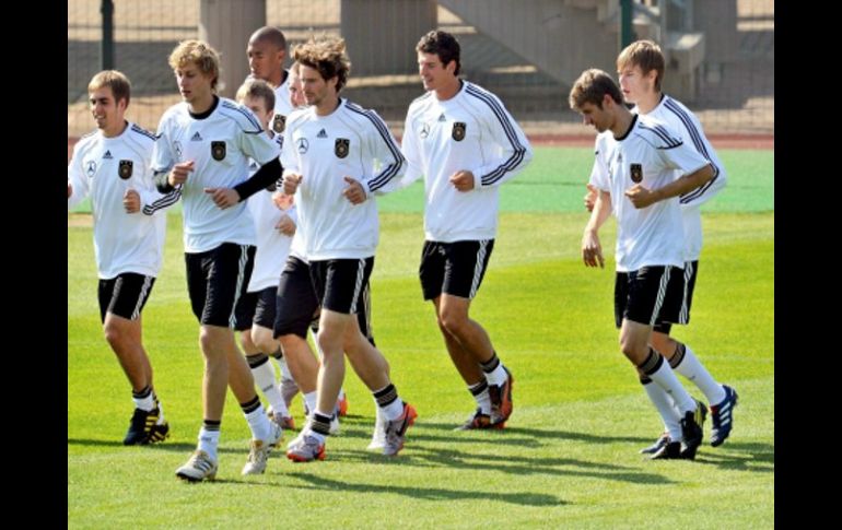 Los alemanes se preparan para enfrentara a los Argentinos en cuartos de final del Mundial. EFE  /