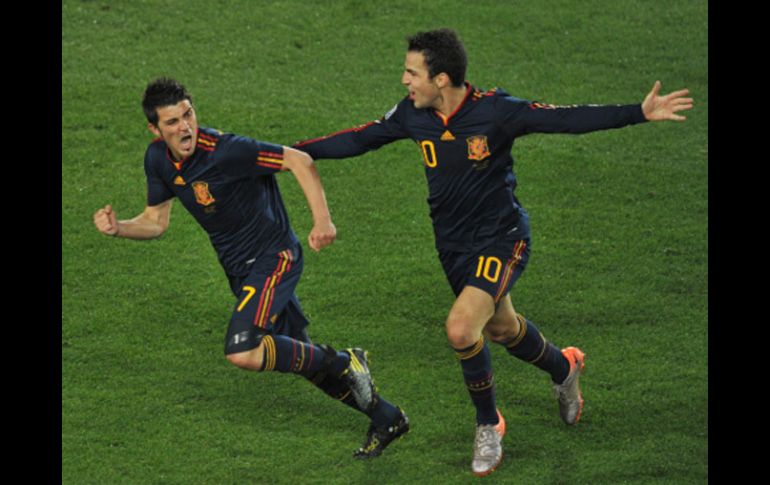 David Villa celebra el gol con el que España pasó a las semifinales. AFP  /