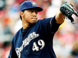 El lanzador mexicano de los Cerveceros de Milwaukee, Yovani Gallardo. ESPECIAL  /