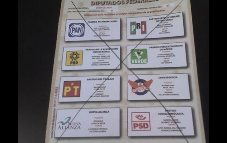 Algunas de las boletas estaban tachadas a favor del Partido Revoluciuonario Institucional.  EL UNIVERSAL ARCHIVO  /