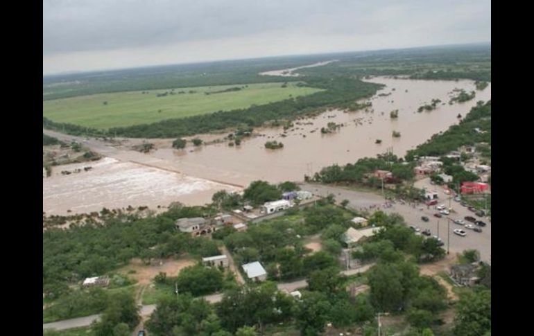 Vista panorámica de una zona del Saltillo, Coahuila, donde se aprecian severas inundaciones. EL UNIVERSAL  /