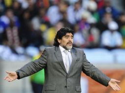 Diego Armando Maradona, seleccionador de Argentina en el Mundial de Sudáfrica 2010. AFP  /