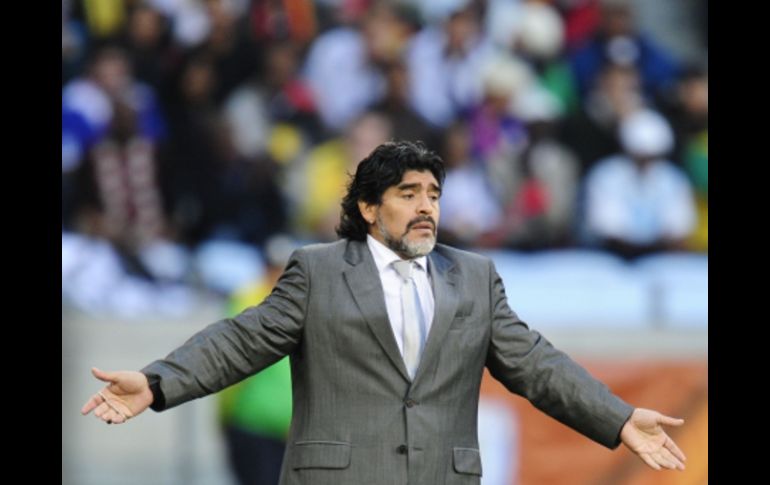 Diego Armando Maradona, seleccionador de Argentina en el Mundial de Sudáfrica 2010. AFP  /