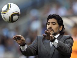 Diego Armando Maradona durante ell último partido de la Selección de Argentina en el Mundial. EFE  /