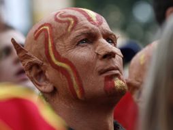 Aficionado en el partido de España en cuartos de final. REUTERS  /