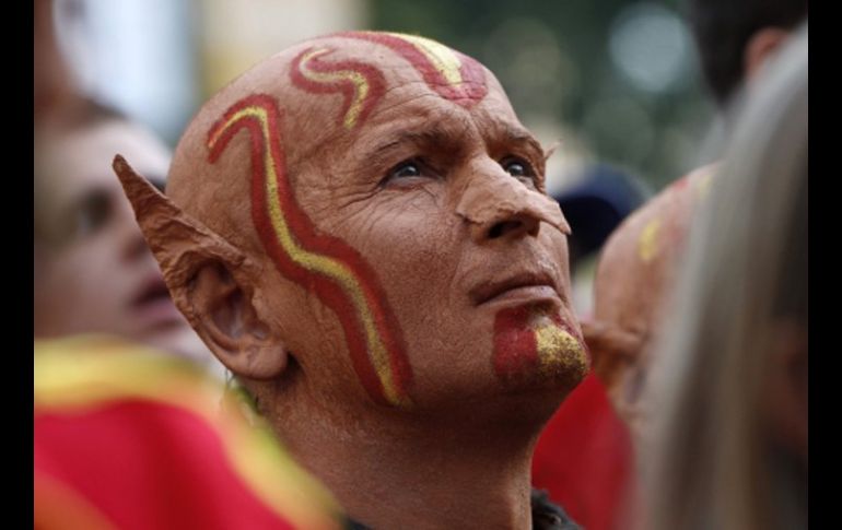 Aficionado en el partido de España en cuartos de final. REUTERS  /