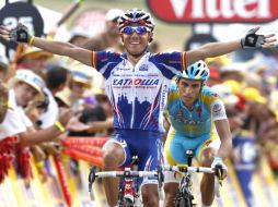 El ciclista español Joaquín Rodríguez festeja su victoria en la decimosegunda etapa del Tour de Francia. REUTERS  /