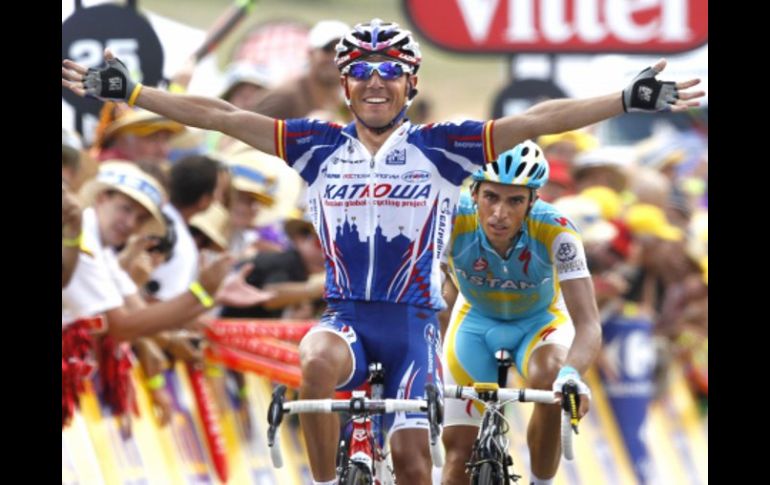 El ciclista español Joaquín Rodríguez festeja su victoria en la decimosegunda etapa del Tour de Francia. REUTERS  /