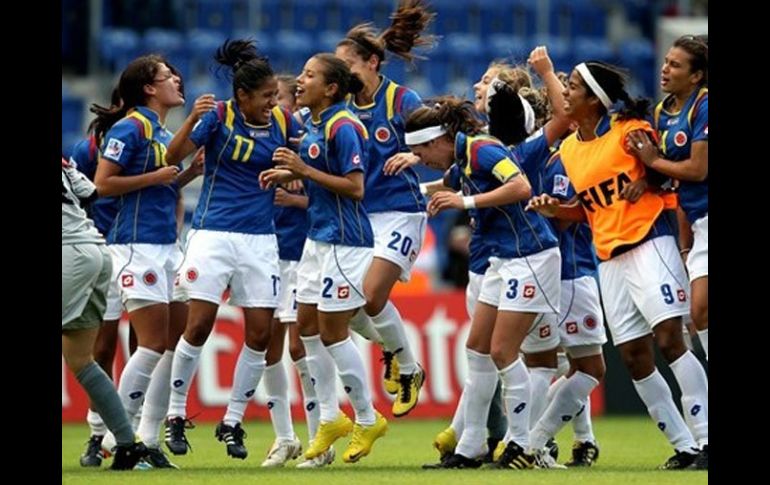 Las jugadores colombianas festejan la clasificación. FIFA.COM  /