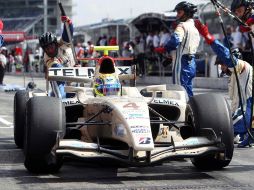 Sergio Pérez ingresa a los pits en el circuito de Hockenheim, Alemania. MEXSPORT  /