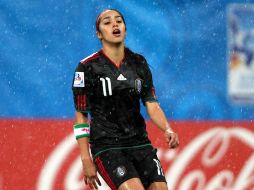 La delantera Renae Cuellar lamenta la eliminación del equipo mexicano. MEXSPORT  /