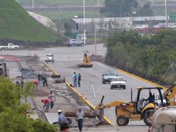 Vista del ingreso principal al estadio de las Chivas en donde se muestran los avances de las obras del día 26 de Julio.   S. NÚÑEZ  /