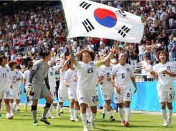 Las jugadoras de la Selección de Corea del Sur, festejando el resultado en el Mundial. EFE  /