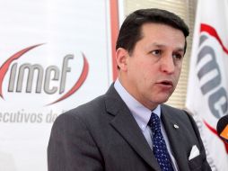 El presidente del IMEF, Gustavo Rodarte de la Serna, durante la conferencia de prensa de hoy. EL UNIVERSAL  /