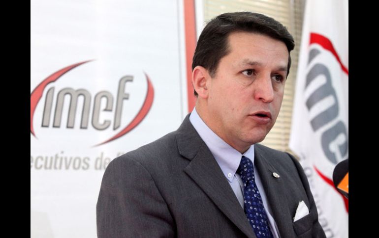 El presidente del IMEF, Gustavo Rodarte de la Serna, durante la conferencia de prensa de hoy. EL UNIVERSAL  /