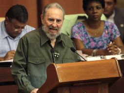 Fidel Castro, ex presidente cubano durante su intervención en la Asamblea Nacional del Poder Popular (Parlamento) en La Habana. EFE  /