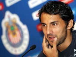 Luis Michel, arquero del Guadalajara, en conferencia de prensa. MEXSPORT  /