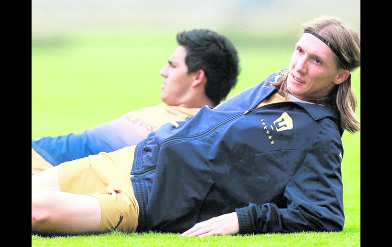 Leandro Augusto durante el entrenamiento de Pumas. MEXSPORT  /