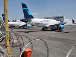 Así lucen los aviones de Mexicana en el patio del GAP. S. NÚÑEZ  /