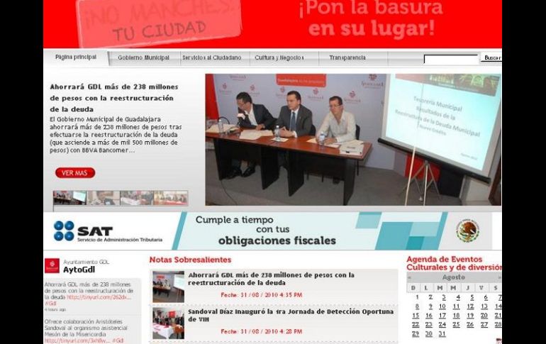 La página de internet del Ayuntamiento tapatío salió reprobada en la evaluación de transparencia del colectivo Cimtra. ESPECIAL  /