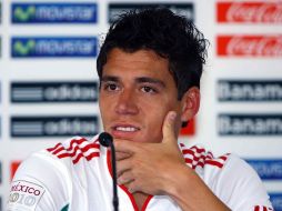 Héctor Moreno durante una rueda de prensa en México. MEXSPORT  /