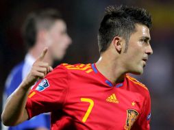 El delantero de la selección española de fútbol David Villa le falto sol un gol para llegar al récord. AP  /