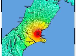 Imagen facilitada por el Servicio Geológico de Estados Unidos que muestra un mapa que indica, en rojo, el epicentro del sismo. EFE  /