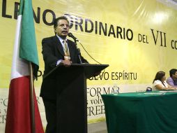 Jesús Ortega Martínez, presidente nacional del PRD, durante el pleno que desarrolla el instituto político en el DF. EL UNIVERSAL  /