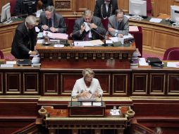 La ministra de Justicia, Michele Alliot-Marie, en su discurso ante el Senado, en París. AFP  /