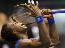 El francés Gael Monfils celebra tras derrotar al argentino David Nalbandian. EFE  /