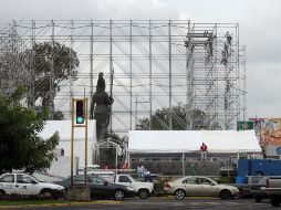 Aspecto de la glorieta Minerva, donde ya se tienen avances en la instalación del escenario para el concierto multitudinario. A. GARCÍA  /