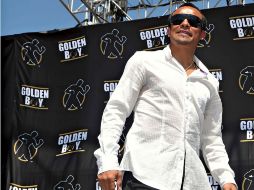 El boxeador mexicano Juan Manuel Márquez durante la presentación de su próxima pelea. MEXSPORT  /