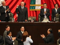 José Narro Robles (centro), rector de la UNAM, durante la ceremonia solemne en la Cámara de Diputados. EL UNIVERSAL  /