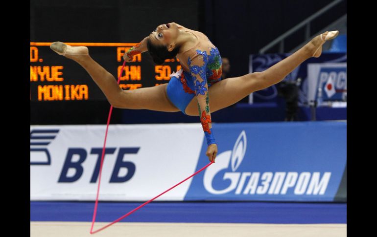 La tapatía Rut Castillo durante su rutina, edntro del Campeonato Mundial de Gimnasia Rítmica. REUTERS  /